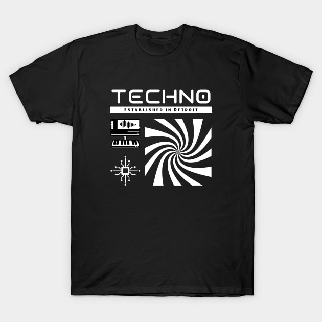 TECHNO - Established In Detroit T-Shirt by DISCOTHREADZ 